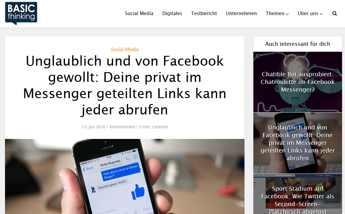 Vorsicht beim Teilen von Links via Facebook Messenger